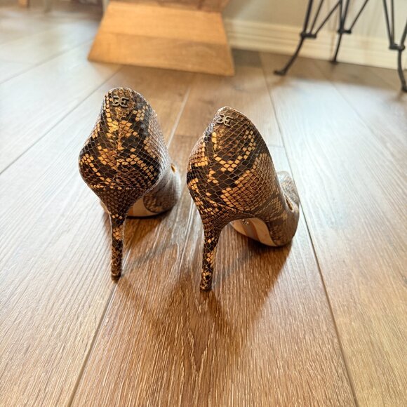 SAM EDELMAN Womans Brown Snakeskin Hazel Stiletto Slip on Leather Pumps 7.5 - Picture 7 of 16